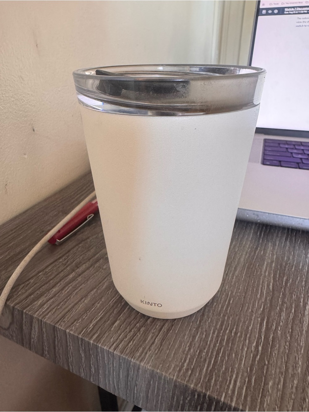 Kinto to Go 360 ml White Insulated Tumbler with Clear Stainless Lid